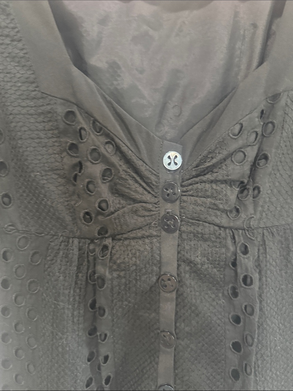 Nanette Lepore Black Eyelet Button-Front Mini Dress - Picture 4 of 8